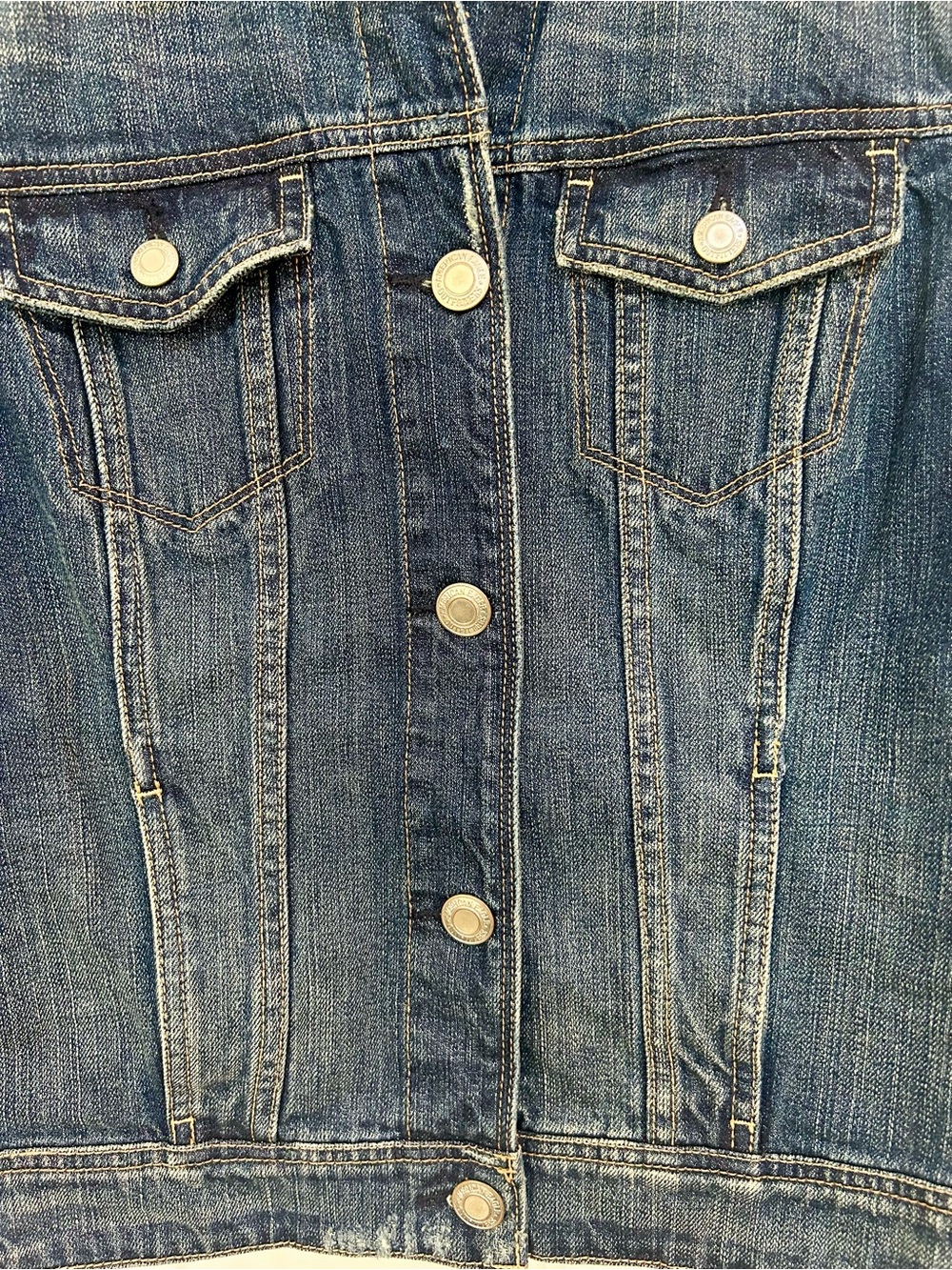 American Eagle Outfitters Distressed Denim Trucker Jacket Med Wash Women's Sz M - Picture 4 of 8